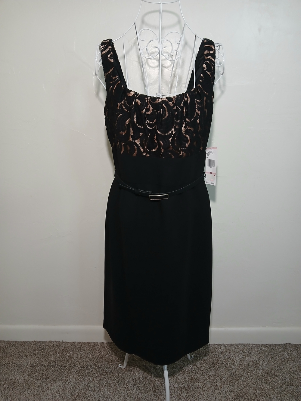 Vintage Evan-Picone Knee-length Black/Nude A-line Evening Affair Dress 10 NWT